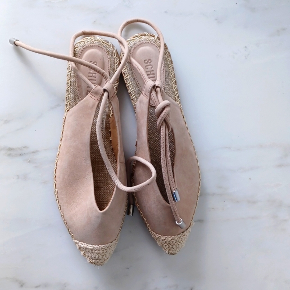 SCHUTZ Nude Pink Espadrille Lace-Up Flats - Picture 2 of 4